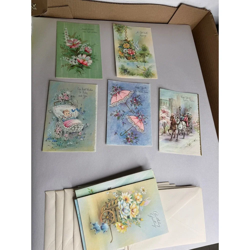 Vintage‎ Sunshine Greeting Cards Lot of 14 Unused Floral Birthday Get Well Baby